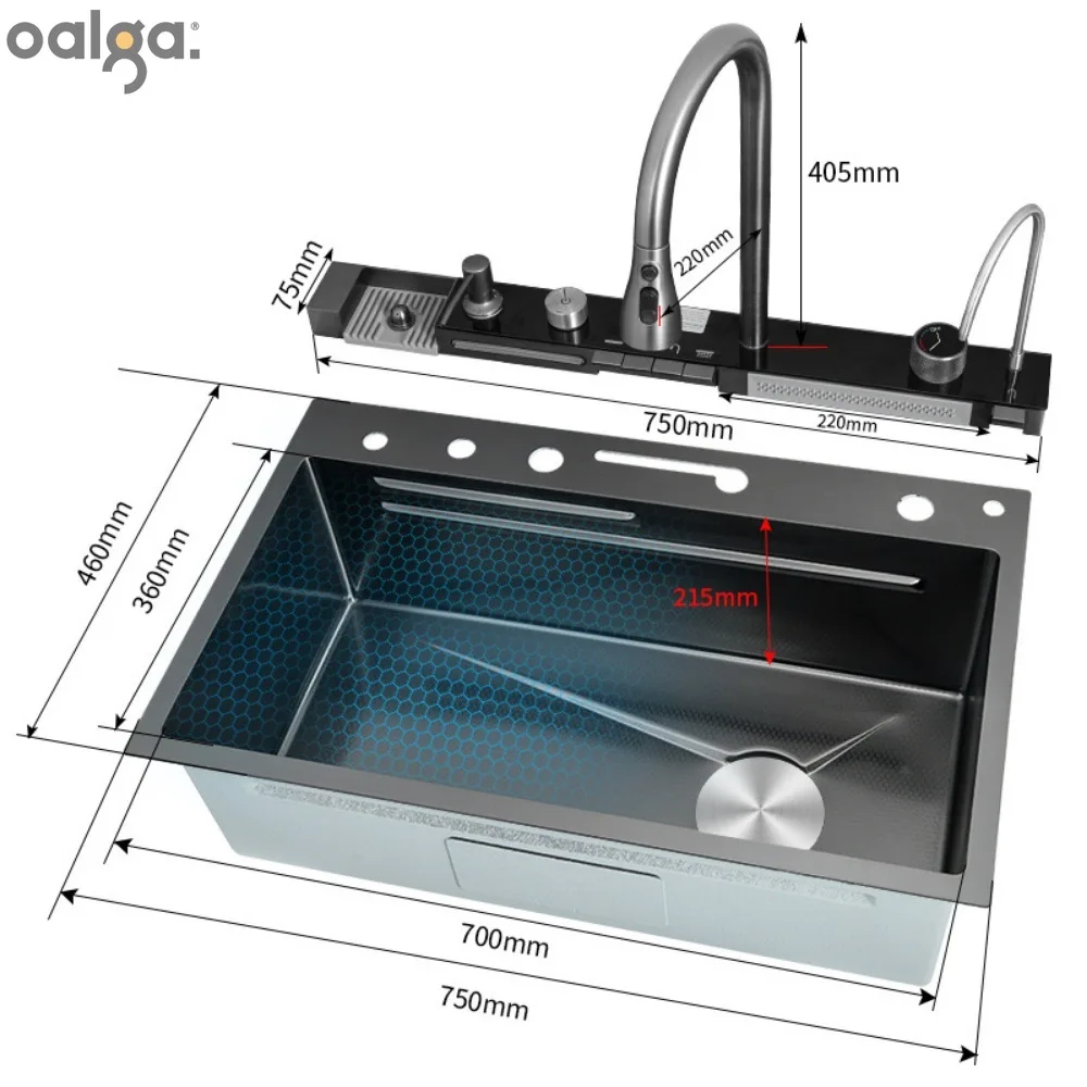 

Kitchen Sink Whale Flying Rain Waterfall Sink Large Single Sinks Honeycomb Stainless Steel Vegetable Washing Kitchen Sinks 주방