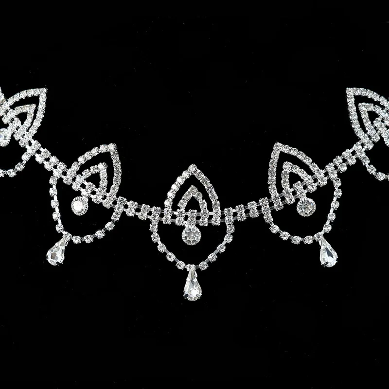 Cadena de cristal en forma de lágrima a la moda, 1 yarda, adorno de diamantes de imitación, cadena de Metal de cristal, cinta soldada para vestido y accesorios de cintura nupcial