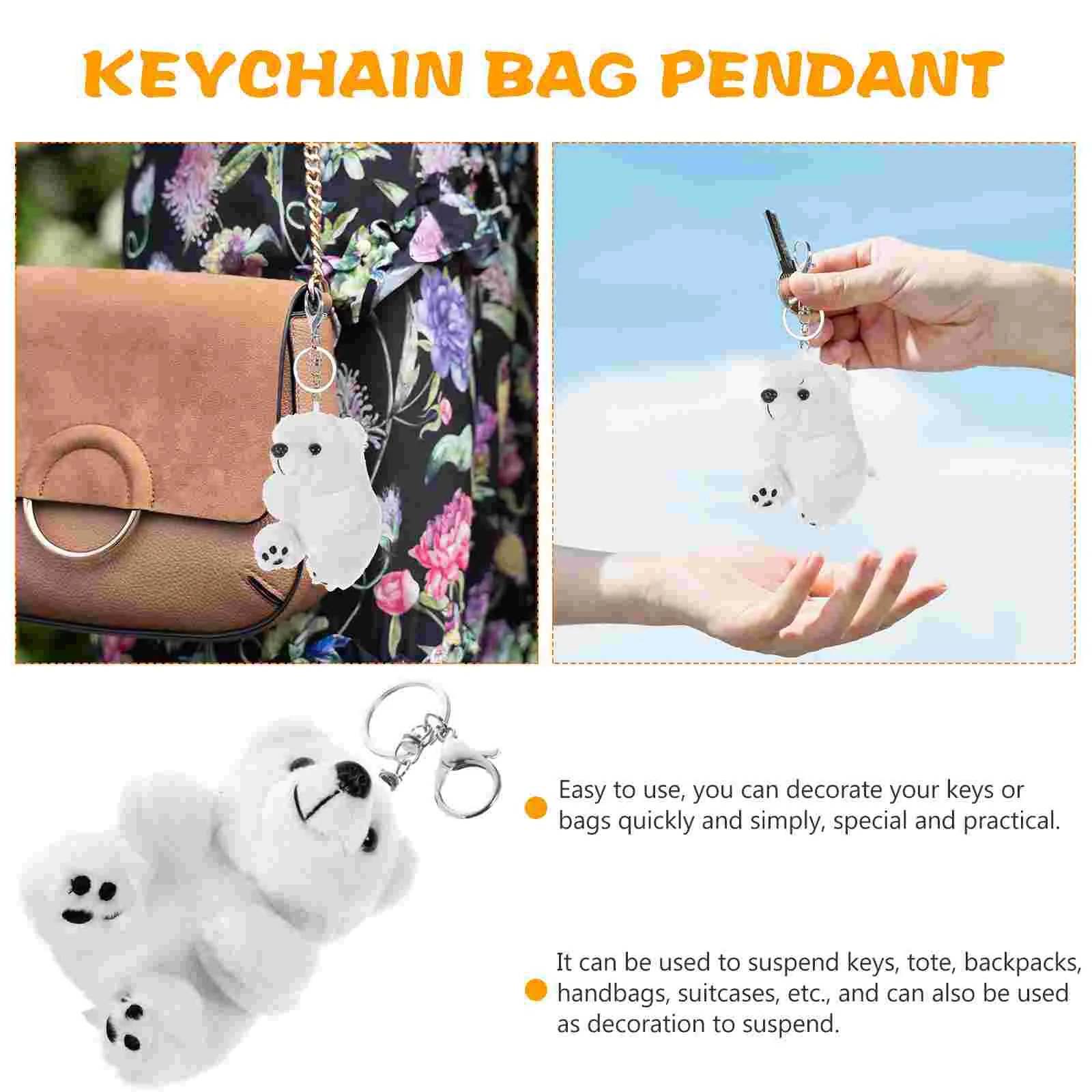 Arctic Animal Keyring Animals Pendant Bear Keychain Polar Baby Stuffed Pendants Purse Charms Backpack Child