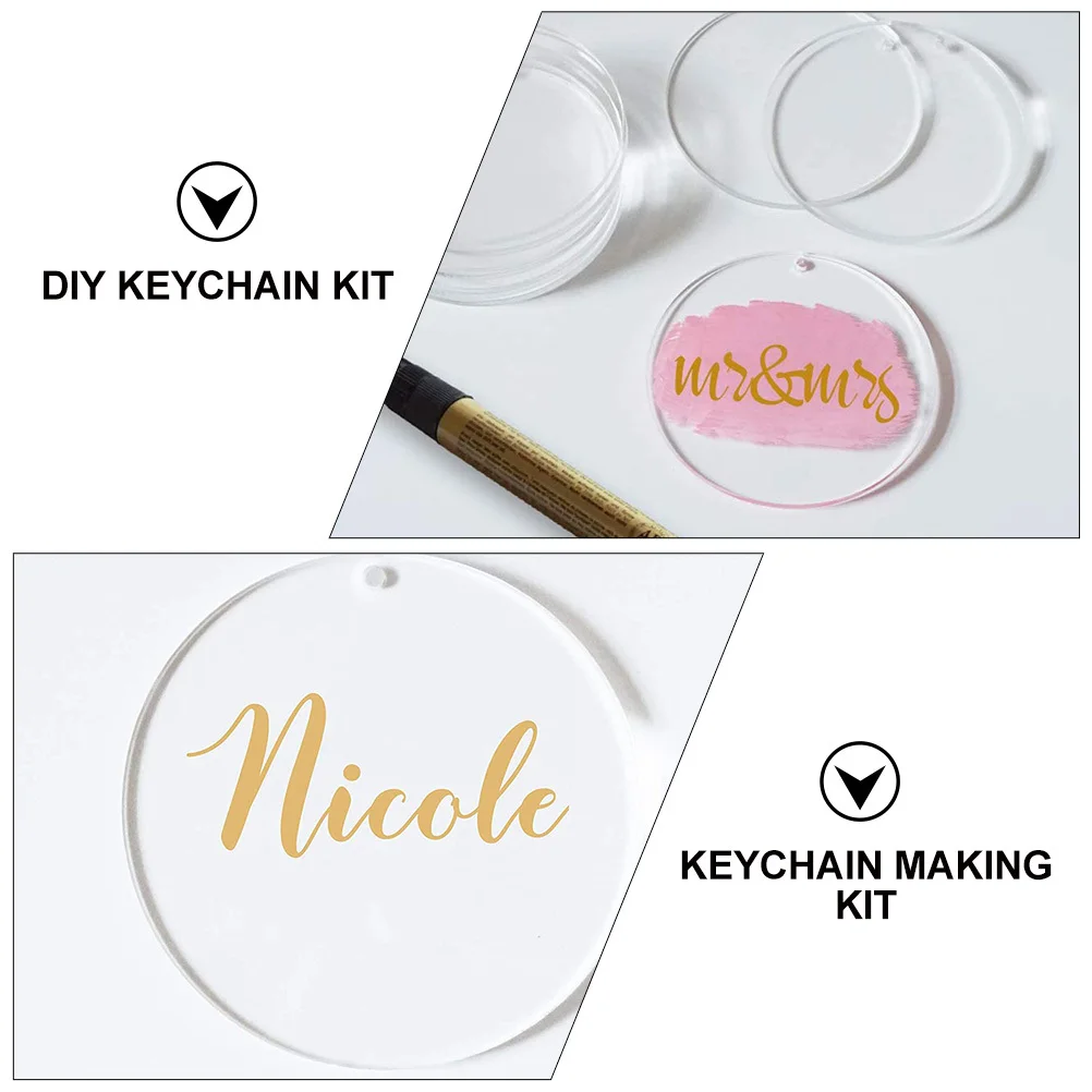 

1 set 1 Set Acrylic Keychain Making Kit Diy Craft Material For Key Ring Pendant Accessories Colorful Keychain Supplies
