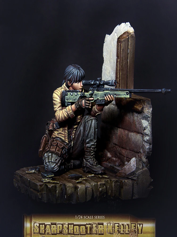 Nuevo sin montar 1/ 24 75mm moderno rifle de francotirador mujer francotirador 75 mm modelo Kit de resina DIY juguetes kits sin pintar