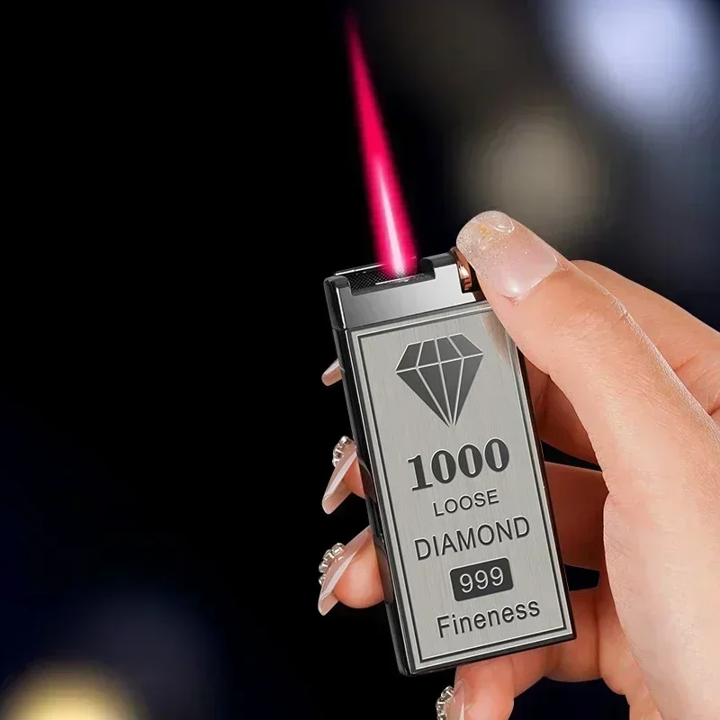 Zinc Alloy Electric Butane Gas Lighter Creative Roller Silent Ignition Windproof Red Flame Replaceable Battery For Smoking Use