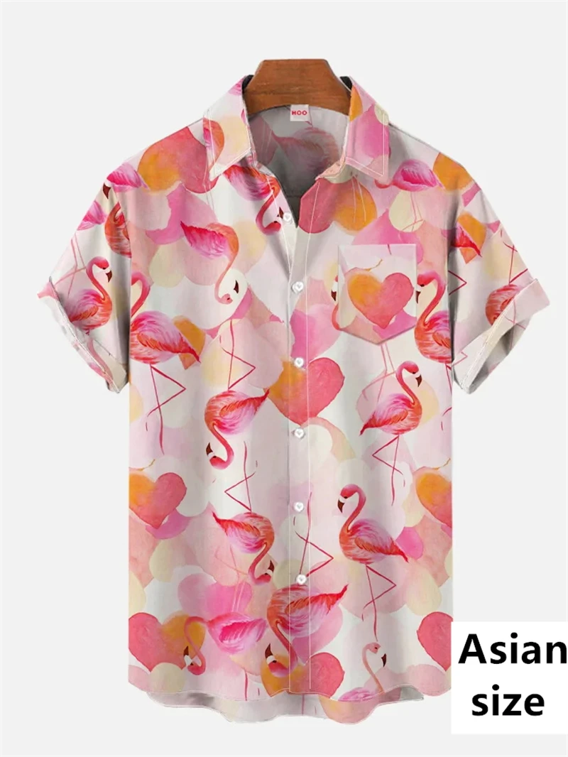 

2025 New Flamingo Graphic Hawaiian Shirts Men Women 3D Full Printed Casual Streetwear Short Sleeve Hip Hop Y2k Men Clothes Tops