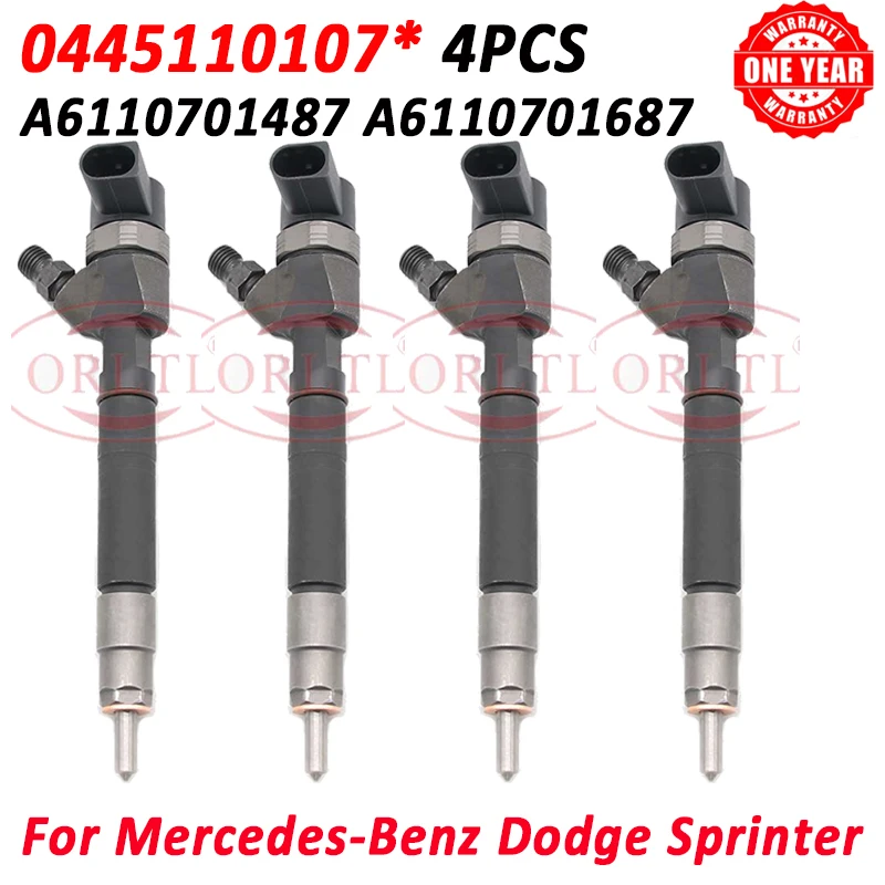 

ORLTL Fuel Injector 0445110107 New Nozzle 0 445 110 107 OEM A6110701487 A6110701687 For Mercedes Benz Dodge Sprinter 2500 3500