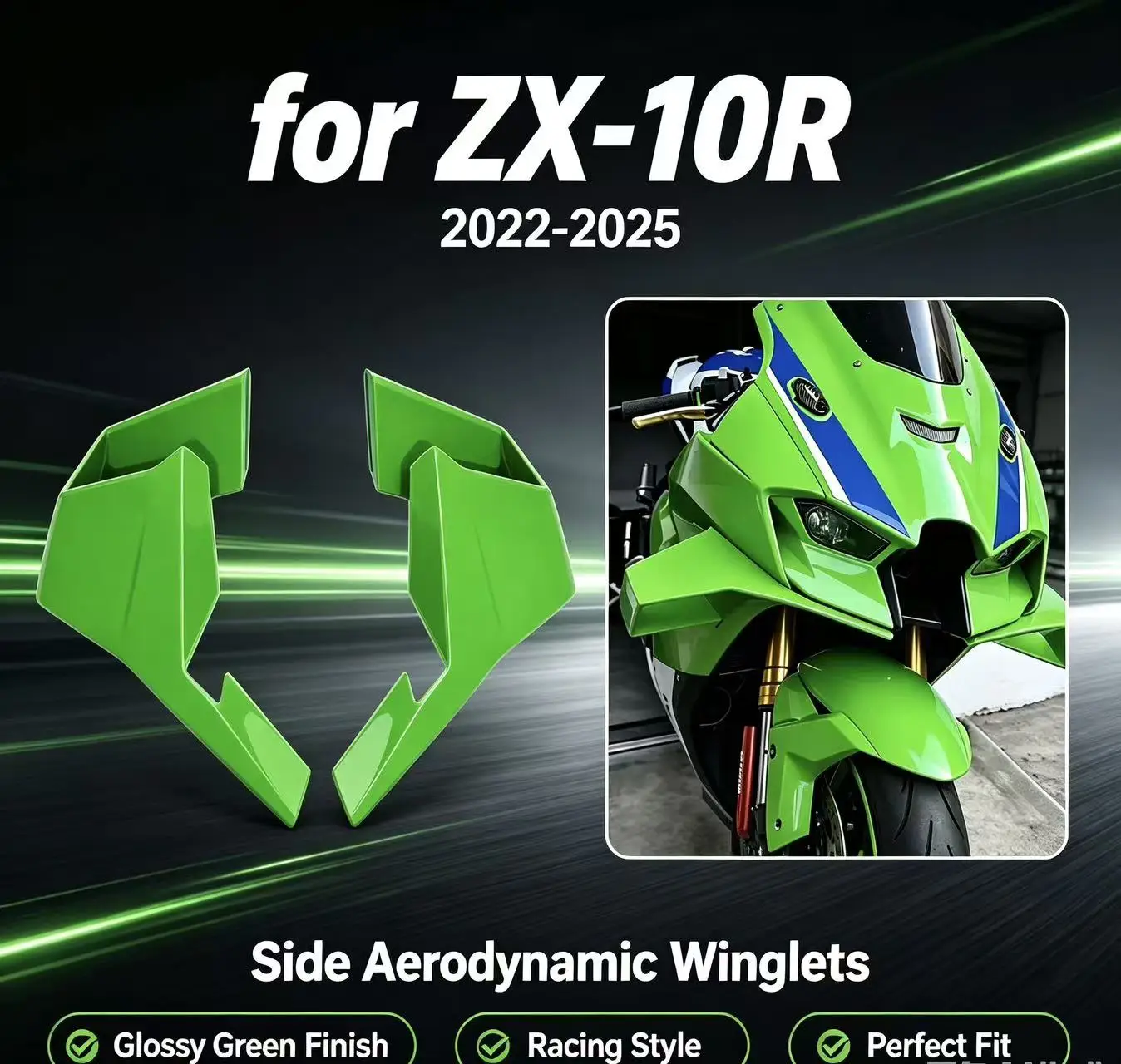 For Kawasaki ZX-10R ZX-10RR 2022-2025 New Motorcycle Accessories Front Spoiler Lower Spoiler ZX10R GP WING FRONTAL SPOILERS