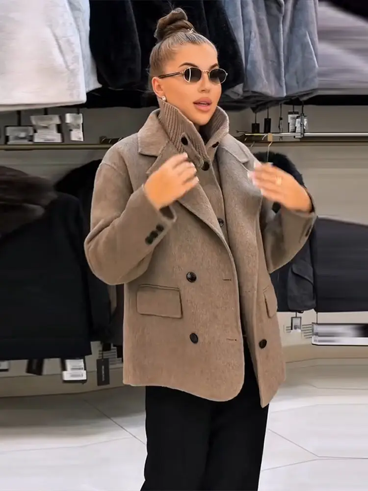 Turn-down Collar Soild Women's Suits Single Breasted Two-Piece Set Full Sleeve Tank High Street 2026 Winter Fashion Casual Sets