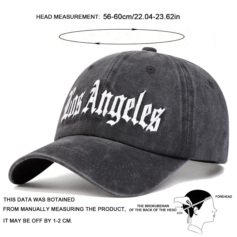 للجنسين لوس أنجلوس شخصية التطريز غسل قبعات البيسبول ربيع الخريف في الهواء الطلق قابل للتعديل قبعات عادية واقية من الشمس قبعة قبعة