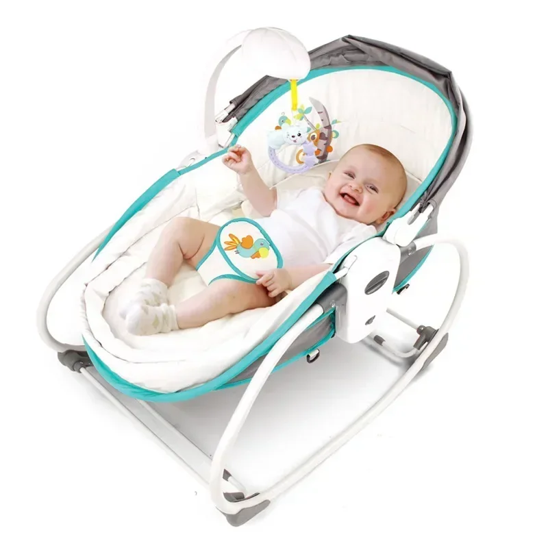 Baby Rocking Chair Baby Rocking Crib Baby Cradle 5-in-1 Music Vibrating Tent Shaker 0-3 Years Old Smart Sleep Chair Cradle Seat