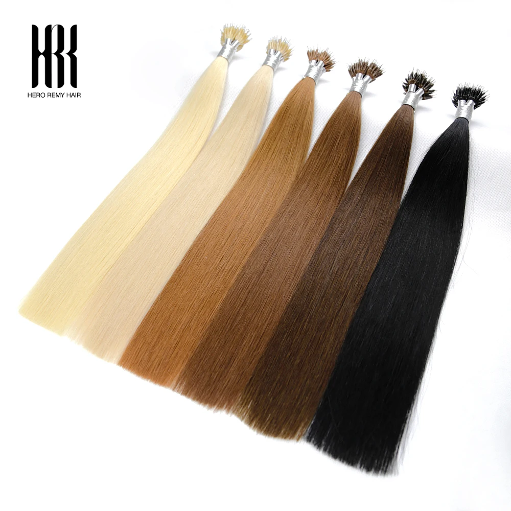 Nano Ring Beads 100% Real Natural Human Hair Extensions Micro Link Blonde Hair Extensions 0.8g/Strand 16-22 Inch Hero Remy Hair