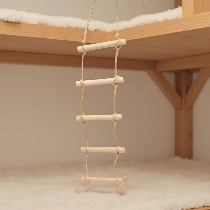 Escalera colgante de cuerda de cáñamo de madera en miniatura para casas de muñecas, modelo de escena de jardinería, accesorios para casa de muñecas, 1 Uds.