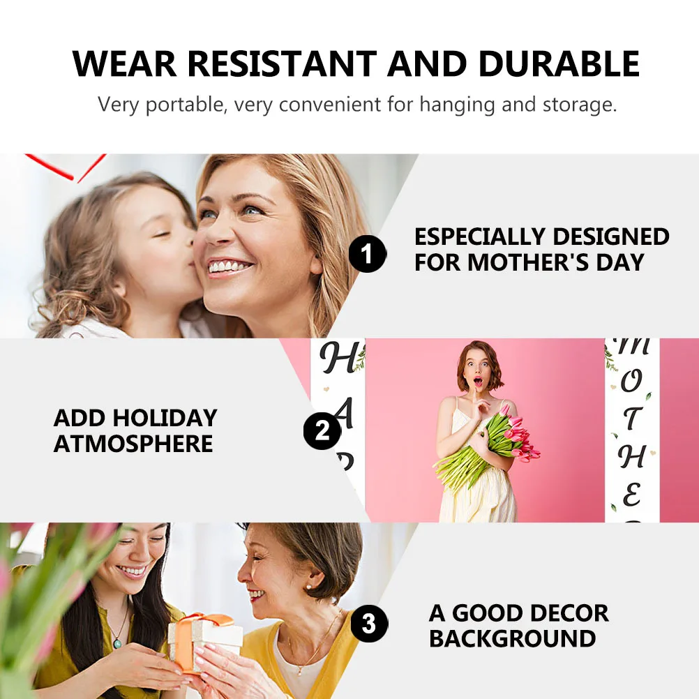 

1Pair Mother's Day Door Banner Festive Party Banners for Porch Decor Waterproof Outdoor Indoor Use Elegant Hanging Door Sign