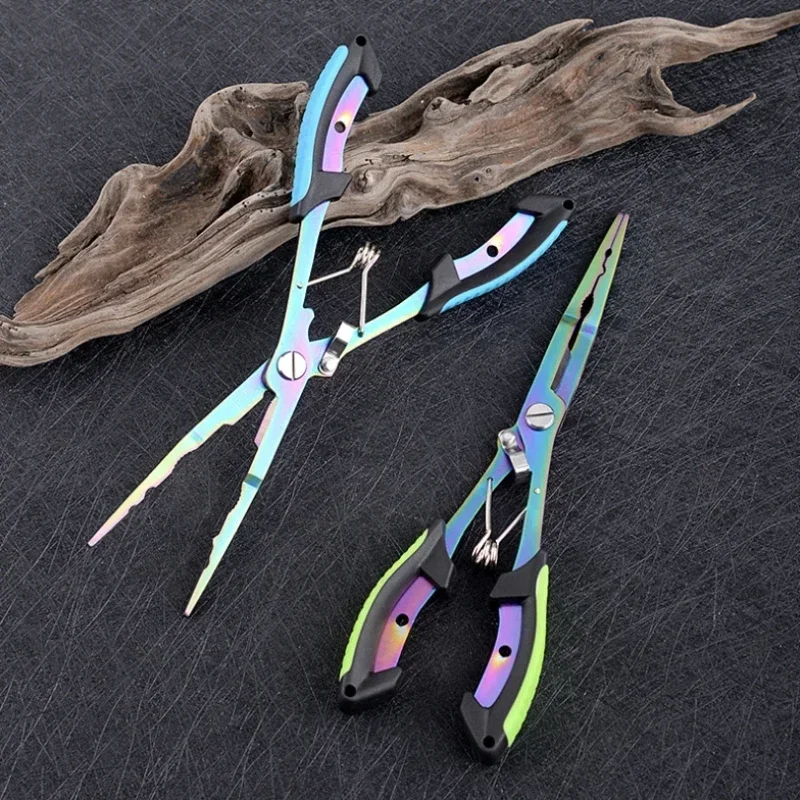 

1 PCS Stainless Steel Coloured Titanium Open-ring Pliers for Hook Control,Multifunctional Straight Nose Fishing Pliers