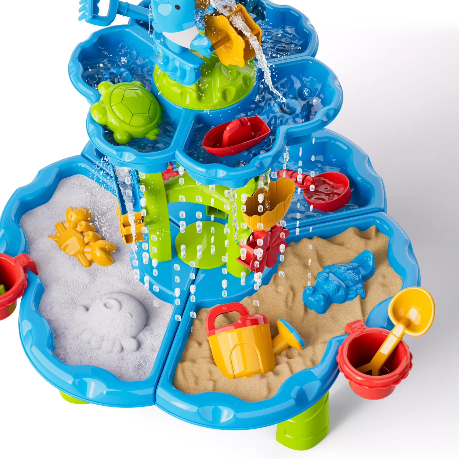 Kinderen Splash Zandtafel Waterspeelgoed Zomer Buiten Douches Splash Tower Watertafel Voor Kinderen Strand 4 In 1 Tafel Ctiviteit Zintuiglijk Speelgoed