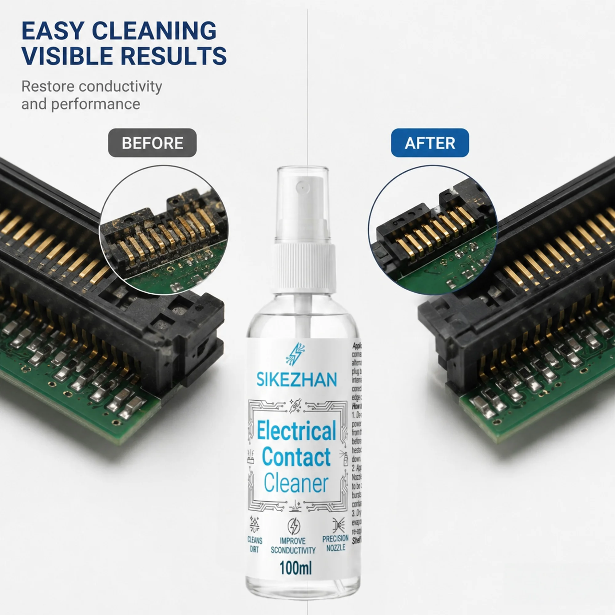 Fast Drying Electrical Contact Cleaner Spray for Electronics PCB Motherboard, Precision Maintenance Kit with Air Blower Brush - view 5