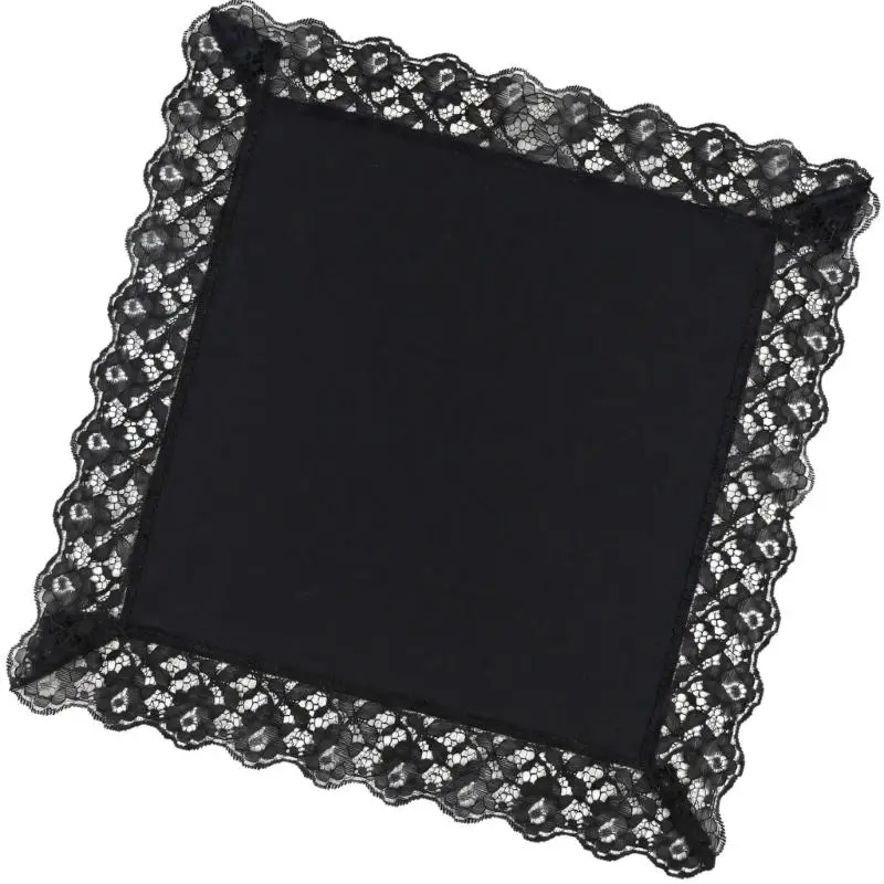Imagen 4: 39BB Pañuelo negro extragrande refinado que combina comodidad algodón y encaje decorativo para atractivo atemporal