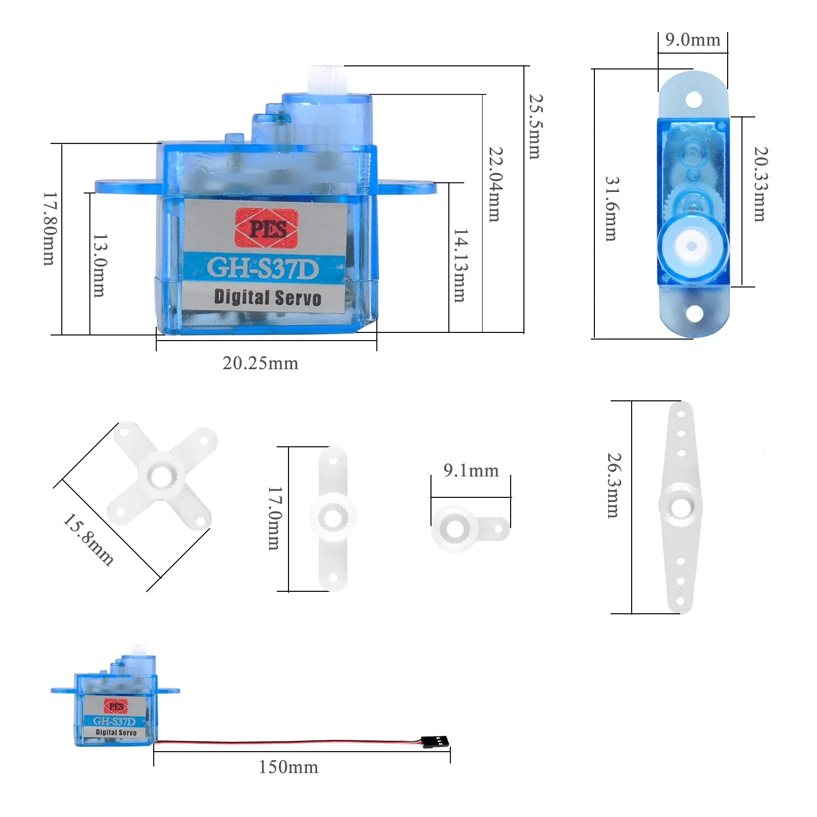 GH-S37D Micro Digital Servo Mini Super Light 3.7g 90 องศาสําหรับควบคุมเครื่องบินเที่ยวบินทิศทาง RC เครื่องบินเฮลิคอปเตอร์เรือรถ