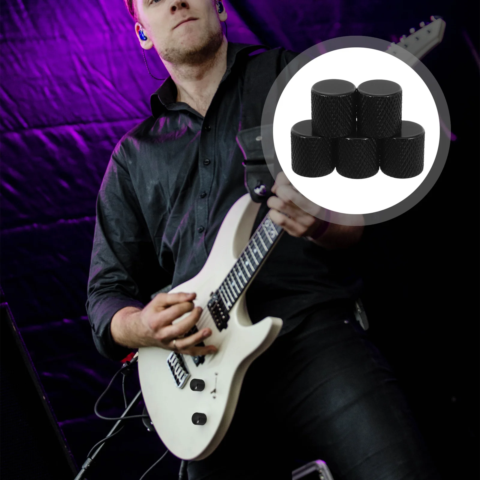 

5Pcs Replacement Guitar Knobs Metal Volume Tone Control for Electric Bass Smooth Adjustment Instrument Accessories