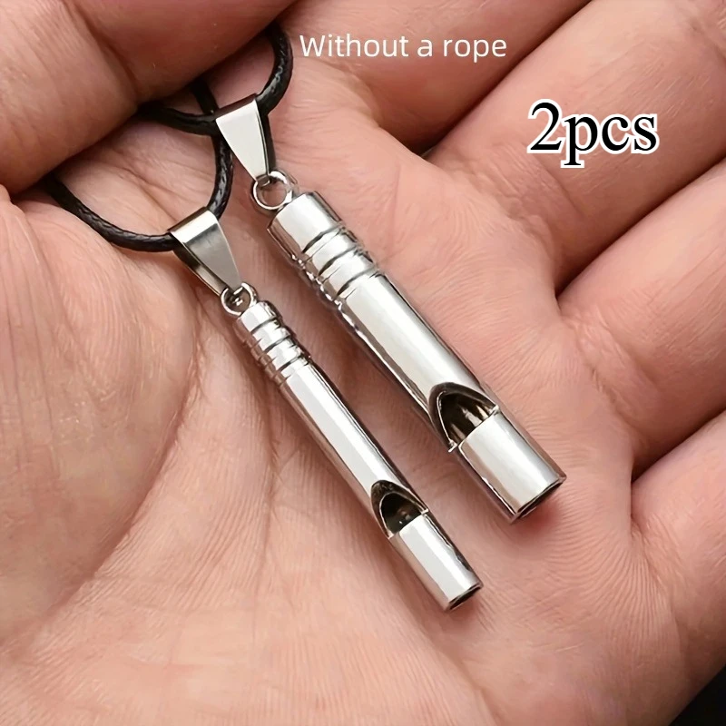 2Pcs Metal Emergency Whistles, Loud Outdoor Survival Whistle for Hiking, Camping, Adventure and Emergency Gear