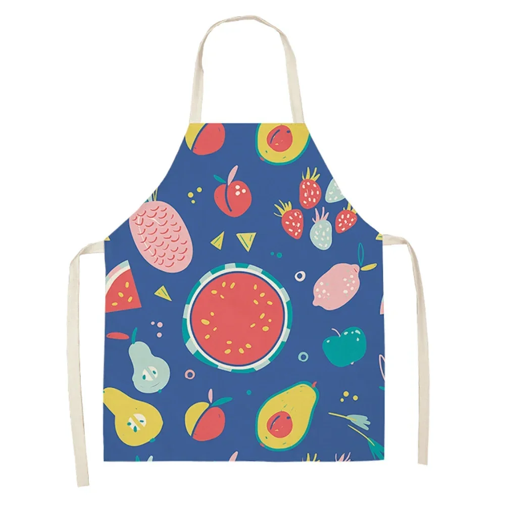 Summer Fruit Pattern Kitchen Apron Master Female Kitchen Hairdresser Children\'s Cute Apron 68X55CM