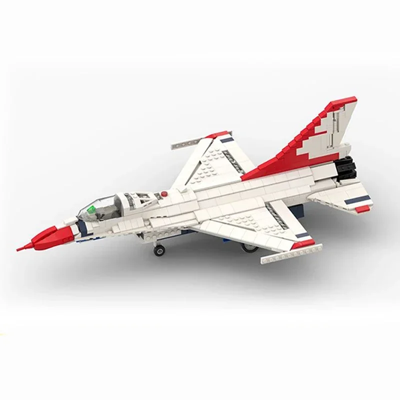 Moc Mattoni da costruzione Modello militare F-16 Thunder Birds Fighter Tecnologia Blocco modulare Regali Giocattoli per bambini Set fai da te Assemblaggio