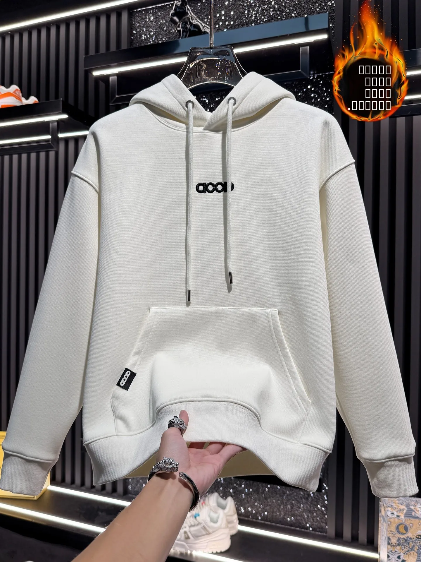 

Мужская американская высококачественная толстовка с вышивкой, на флисовой подкладке, утепленная, с длинными рукавами, повседневная, модная, осенне-зимняя