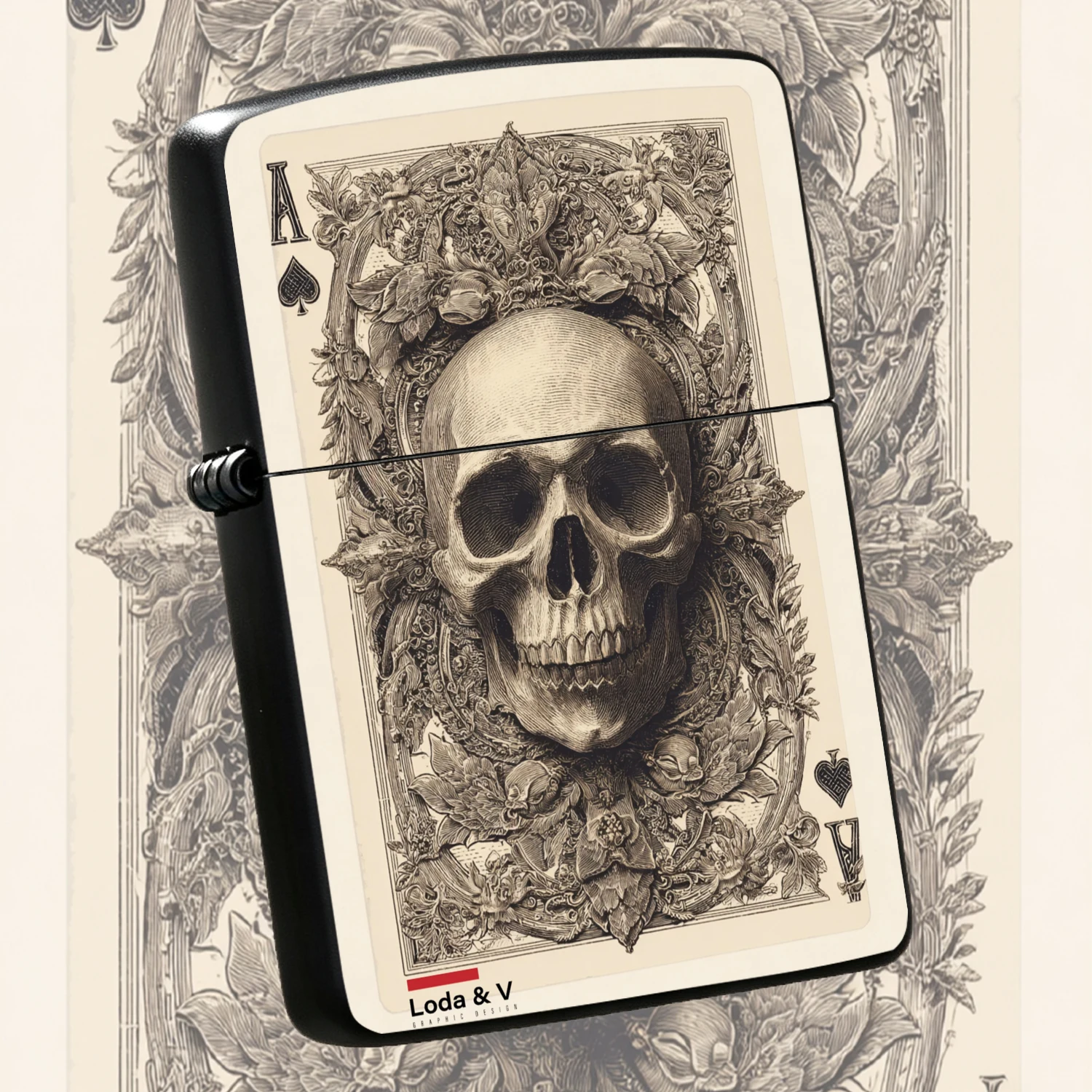 Vintage Collectible Lighters - Vintage Engraved Skull Ace of Spades