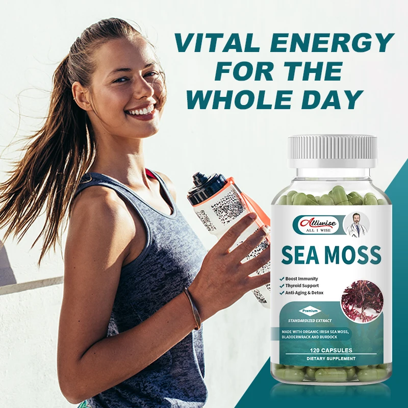 Alliwise Organic Sea Moss Capsules  Immune System Supplements Joint Health Flexibility Skin Nails and Thyroid Health