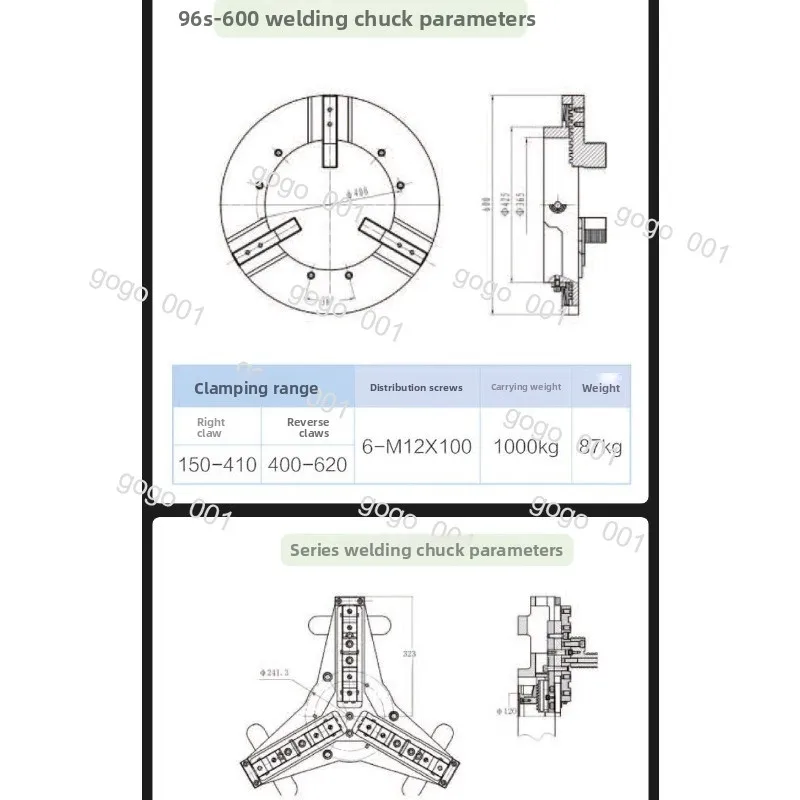 Precision Manual Welding Chuck 3-Jaw 4-Jaw Self-Centering, Thin Type Large Through Hole Lathe Chuck for Automatic  Machine