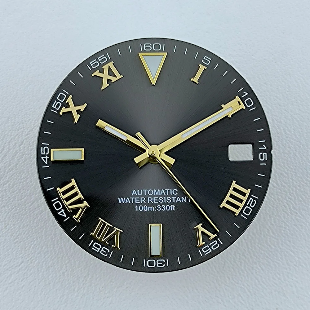 Watch Dial N H35 Dial Roma Dial Custom logo Metal Numbers dial Green Luminous dial Fit N H35 N H36 movement watch accessories