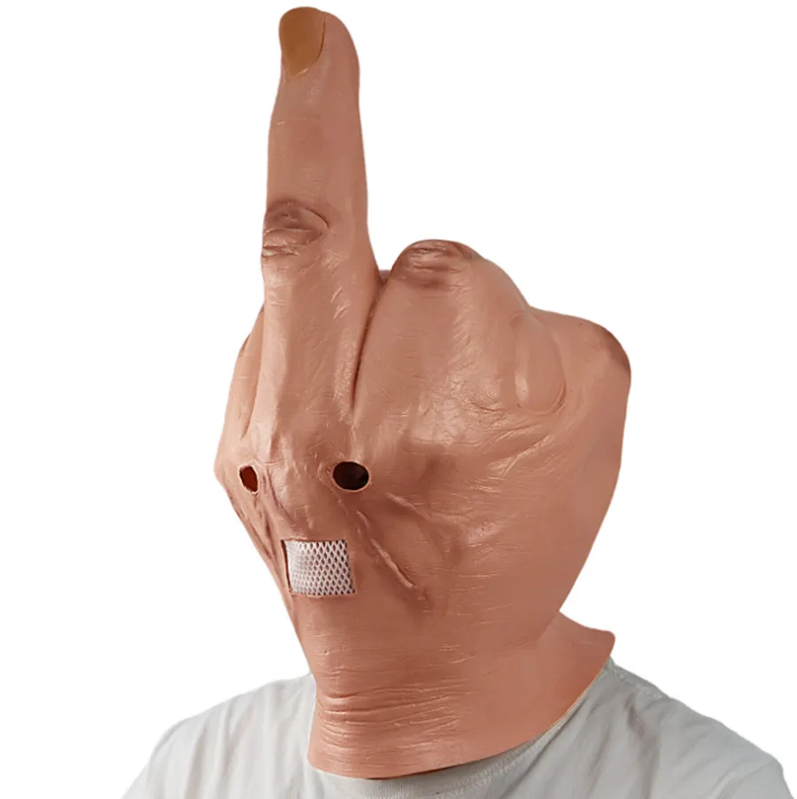 2023 Creative Middle Finger DespiseMask Latex Give the Finger Headgear One Hand Salute Mask Halloween Party Cosplay Prop Gift