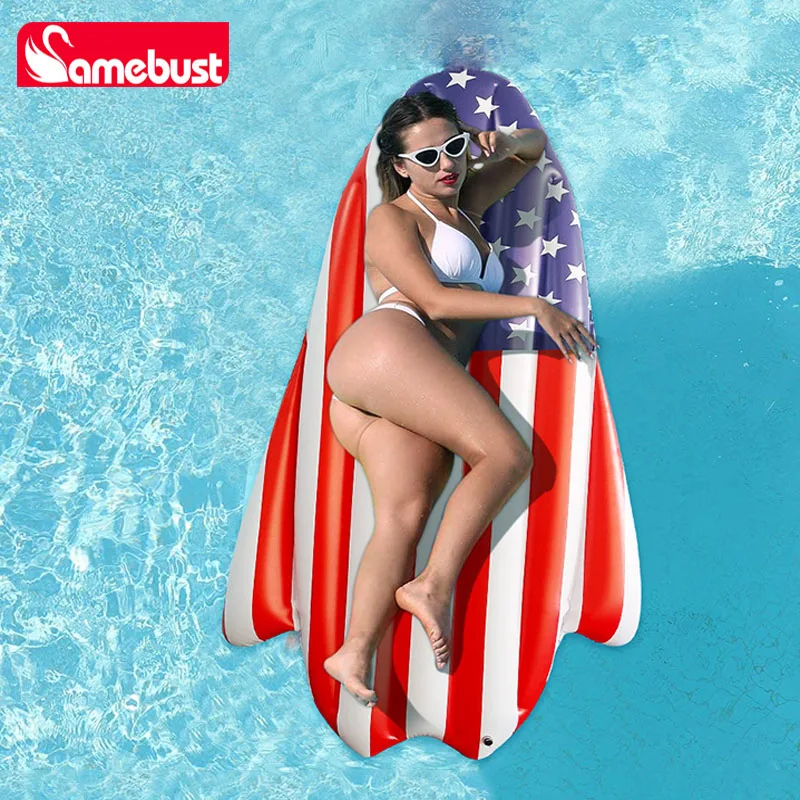 Camebust Inflatable PVC Floating Row Swimming Pool Mattress USA flag Pool Mat Floats Raft Lounge air Mat