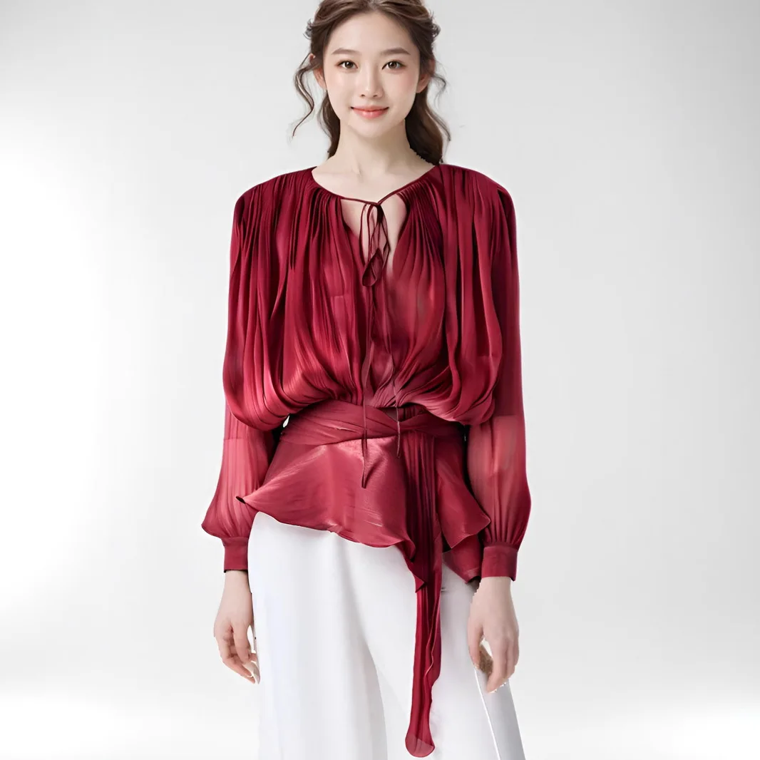 

Элегантное платье-рубашка с завязками на талии, женское весеннее новое однотонное короткое платье с рюшами и рукавами-фонариками