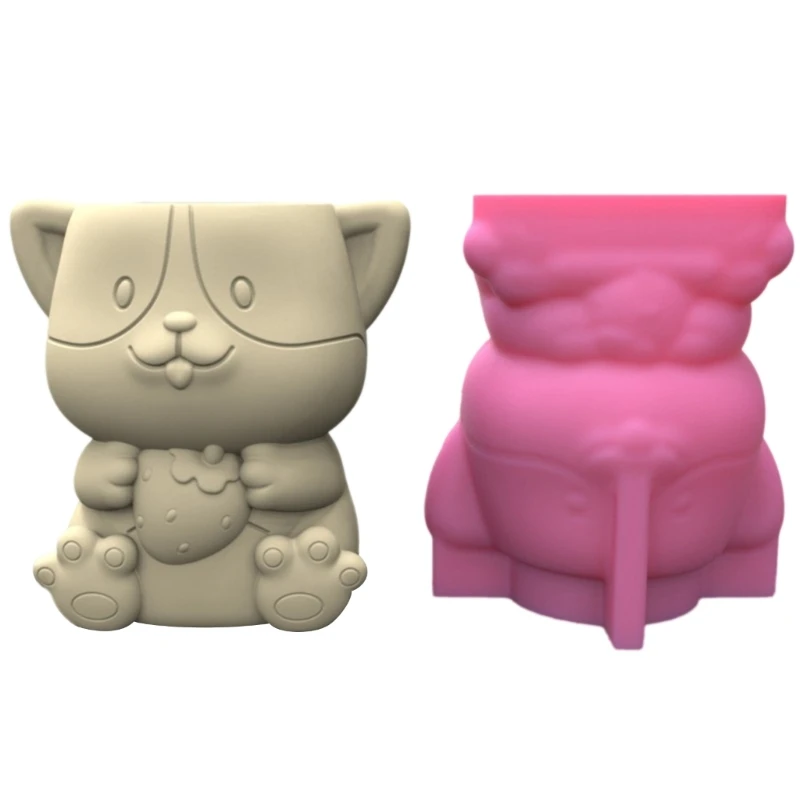 Dog Flower Pot Silicone Molds Puppy Flowerpot Epoxy Resin Casting Molds Holder Resin Mold for DIY Storage Box