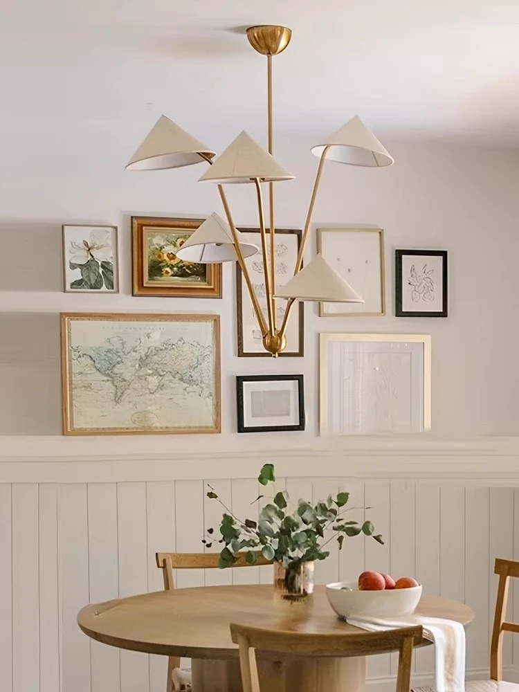 Retro and minimalist fabric covered iron chandelier, creative and personalized restaurant, villa, homestay lighting fixtures