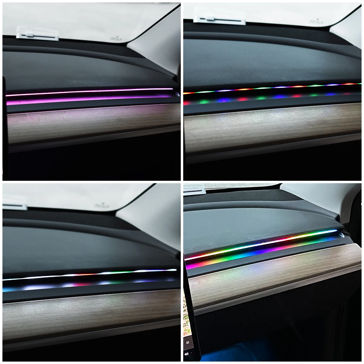 RGB USB Car Interior Ambient Light Rainbow Acrylic Strip LED Symphony APP Music Control Decorative Dashboard Atmosphere Lamp