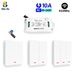 Interruttore da parete wireless Diese 433 Mhz rf 86 Trasmettitore da pannello a parete Interruttore di sicurezza e interruttore relè AC 110 V 220 V per lampada leggera