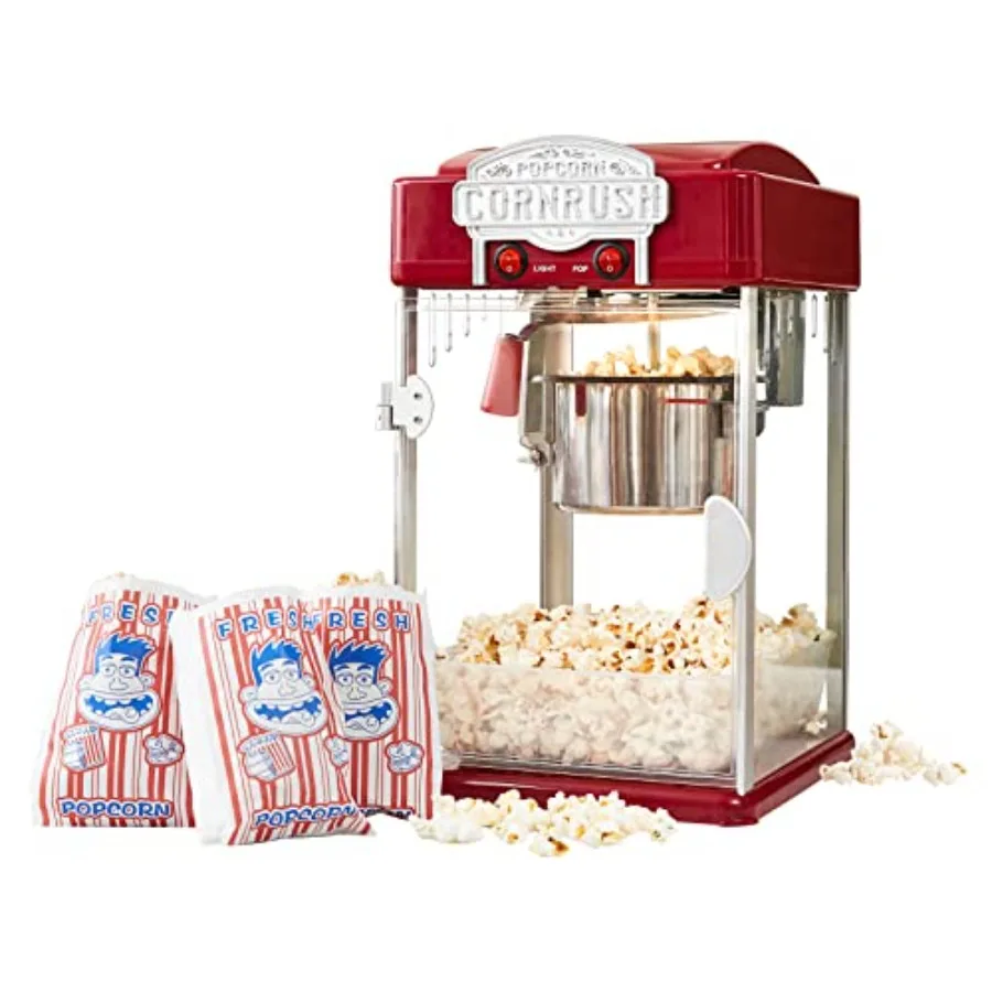 

Popcorn Popper Machine 4 OZ Vintage Professional Popcorn Maker Theater Style with Nonstick Kettle Warming Light and Serving Sco