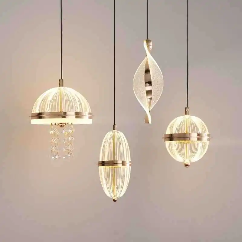 Acrylic Pendant Lights Bedroom Villa Hotel Kitchen Adjustable LED Hanging Lamps Modern Luxury and Minimalist Staircase Entrance