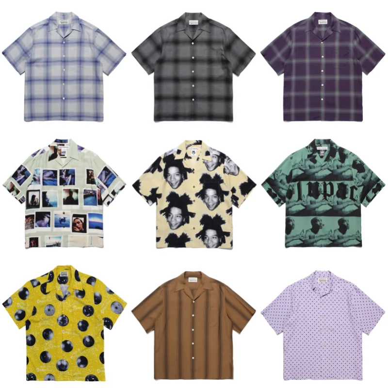 WACKO MARIA Mens Womens Multicolour Shirt Best Quality Summer Loose Hip Hop Hawaiian Fashion Short Sleeve Shirt