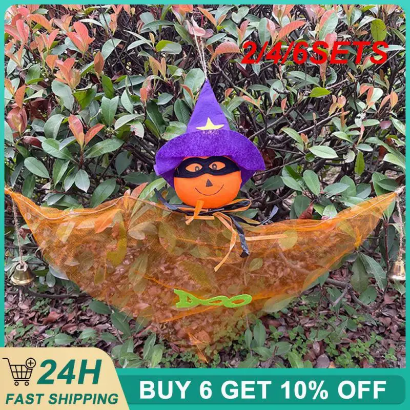 2/4/6SETS Not Easy To Break Halloween Door Ornaments Atmosphere Lamp Party Layout Props Durable Pumpkin Gauze Hanging Good Gloss