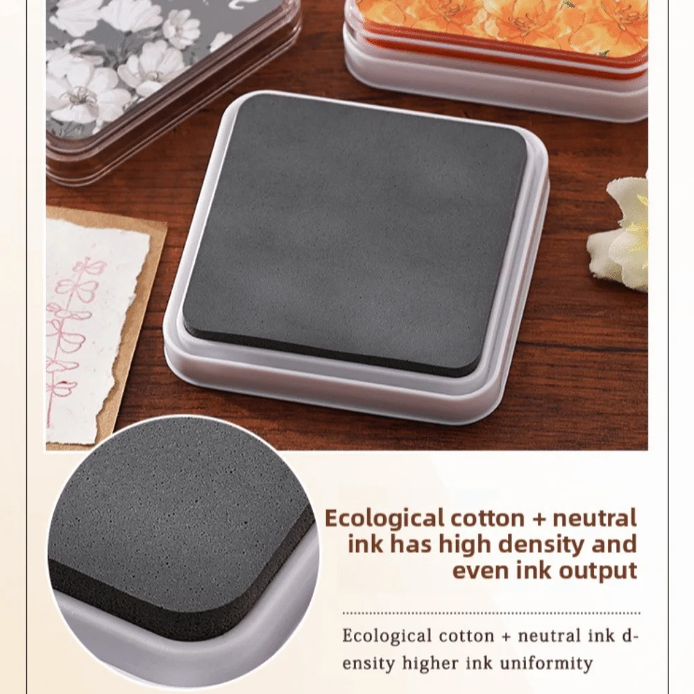 New Square Student Ink Pad Quickly Drying Neutral Ink Self Ink Stamp Eco-cotton Multiple Colors Stationery Inkpad for Students