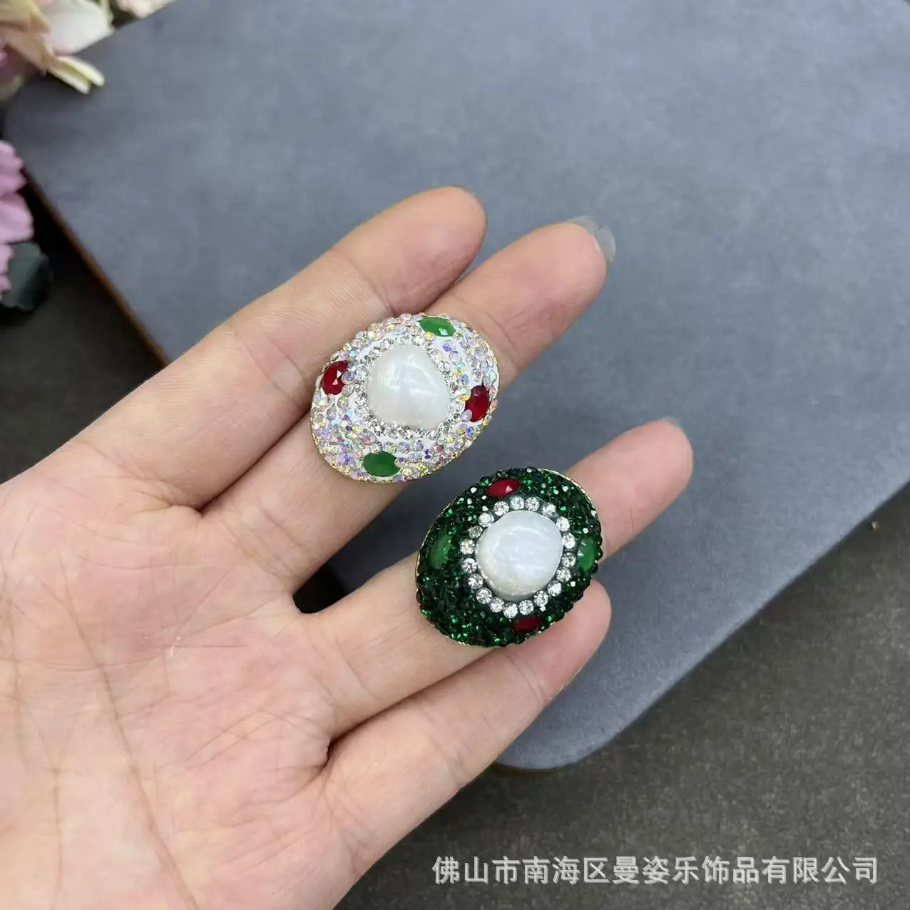 

DIY accessories New Pearl Ring Niche Personality Natural Baroque Freshwater Pearl Ring Inlaid Gemstone Living Ring Color Retenti