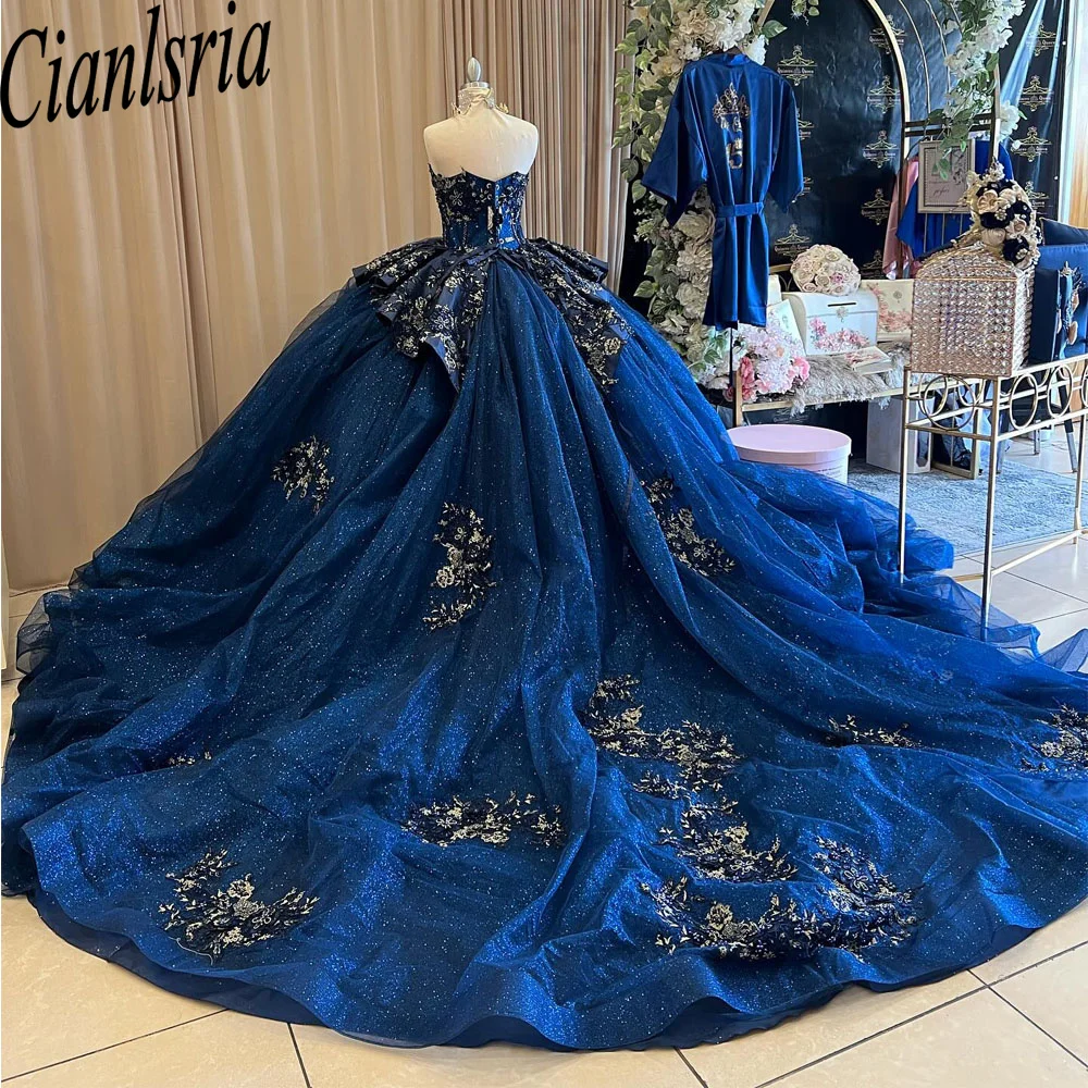 

Royal Blue Cinderella Sweetheart Ball Gown Beaded Quinceanera Dress Princess Corset Dresses Appliques Vestidos De 15 Años