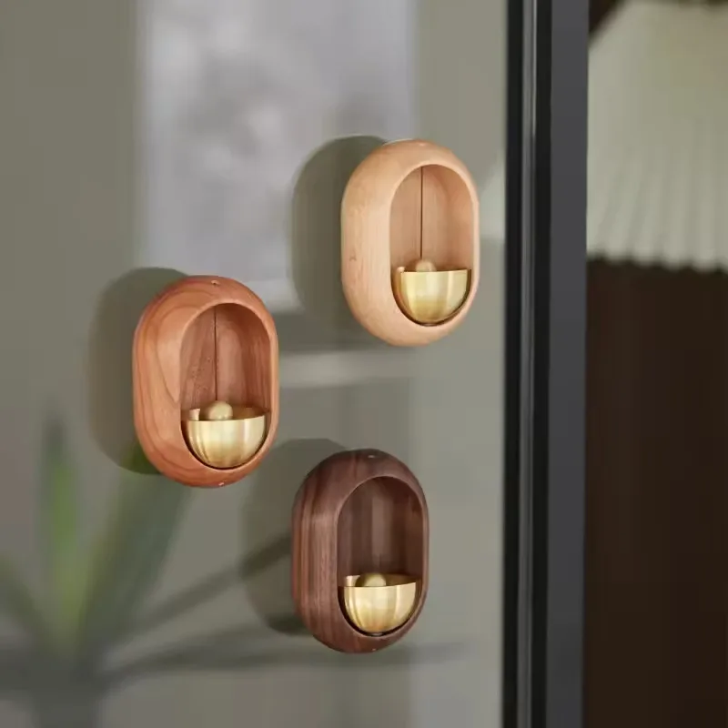 Round Wooden Wireless Wind Chimes, Doorbell Entrance Door Bell Decorative, Household Wind Bell Opening Hanging Decorations