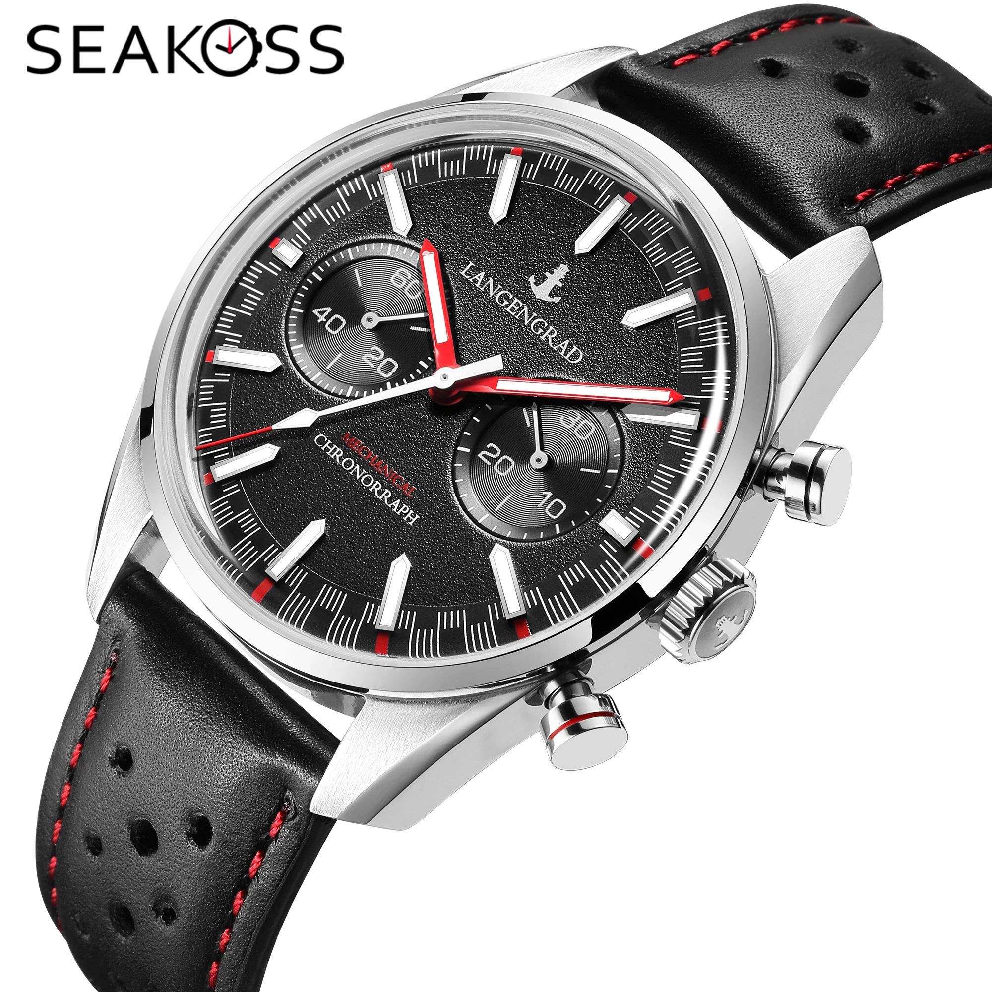 

SEAKOSS 1963, механические наручные часы с хронографом и хронографом Seagull ST1901, механизм с ручным заводом, супер светящиеся купольные сапфировые часы