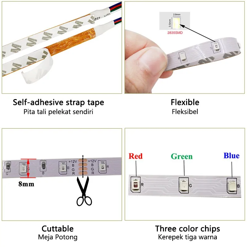 Smd 5050 ledストリップライトdc 12v 60LED/m 1メートル2メートル3メートル5メートルledテープホーム飾るパーティーランプウォームホワイト赤、青、緑なし防水