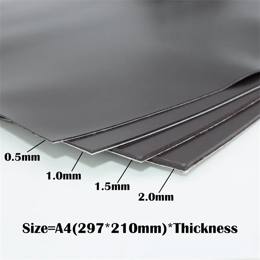 XiongChuCi A4 0.5/1/1.5/2mm Rubber Soft Black Magnet with Adhesive Self-adhesive For Photo Picture Fridge Trimmable Magnetism