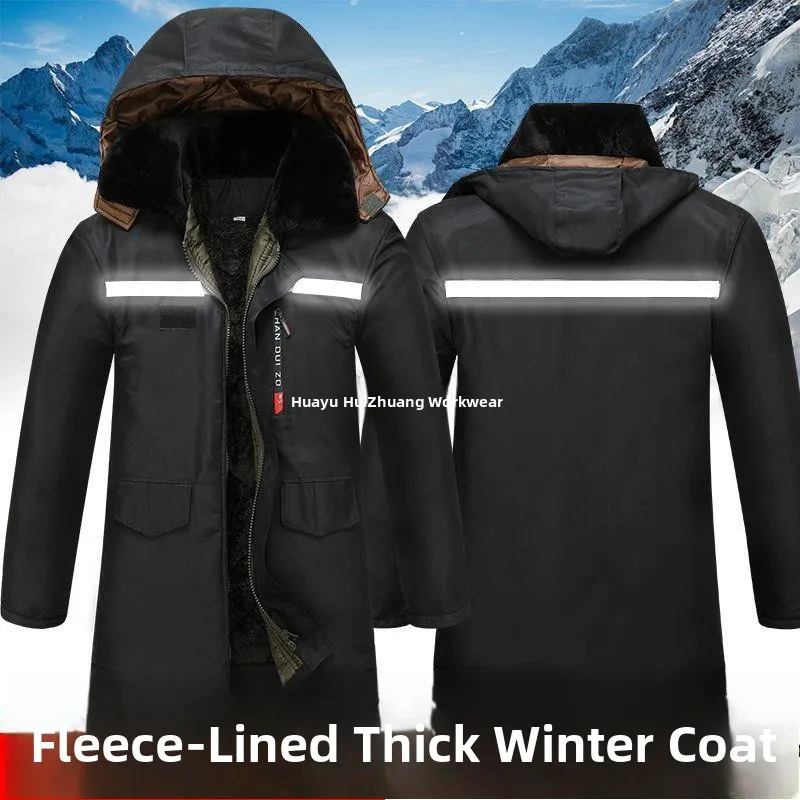 

Зимняя утепленная куртка на флисовой подкладке, водонепроницаемая, хлопковая, мужская, средней длины, теплая, ветрозащитная, для работы в холодных условиях, специальная утолщенная модель для рабочих.