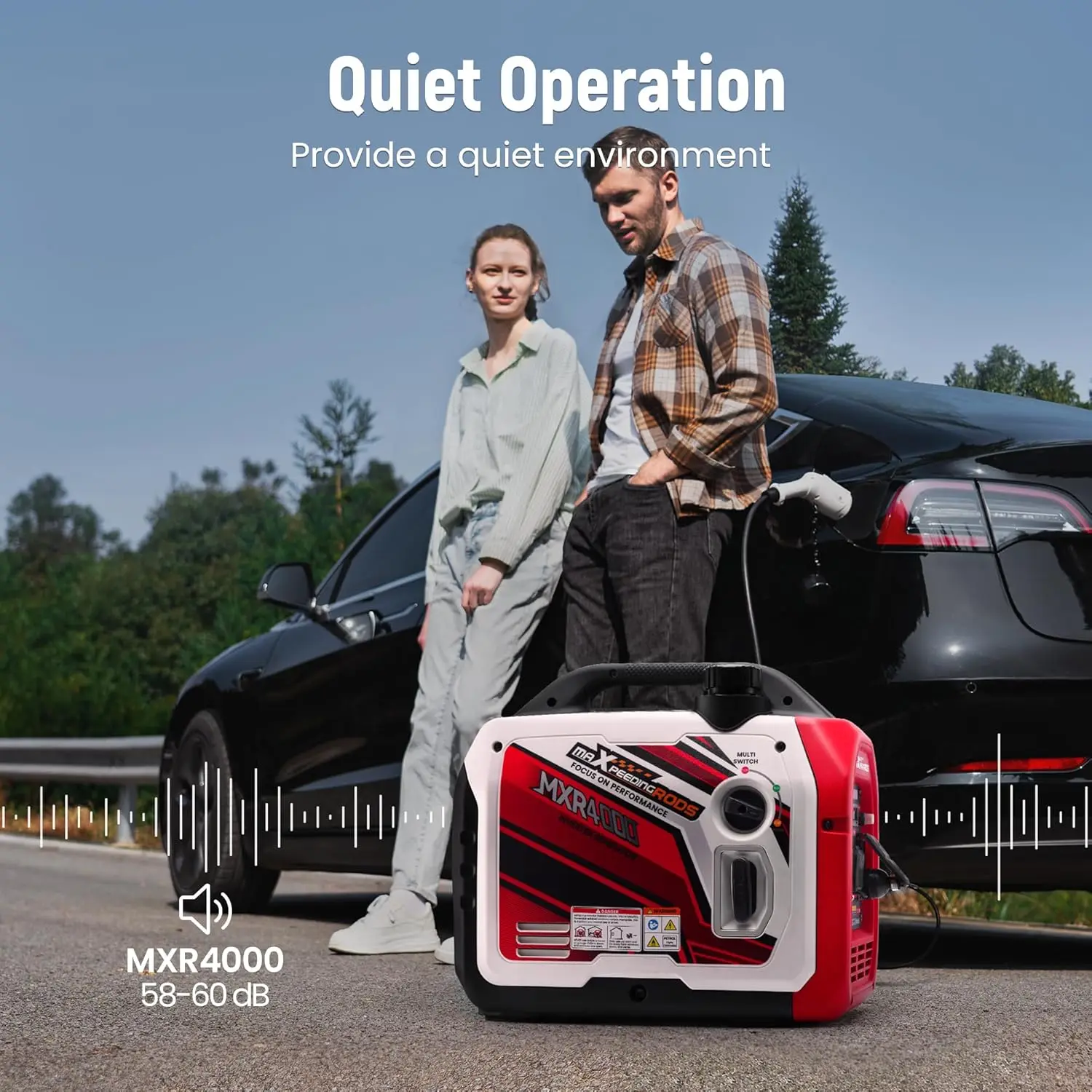 4000 Watt Inverter Generator Portable with CO Alarm, RV Ready, Gas Powered Generator, App Remote Data Monitor