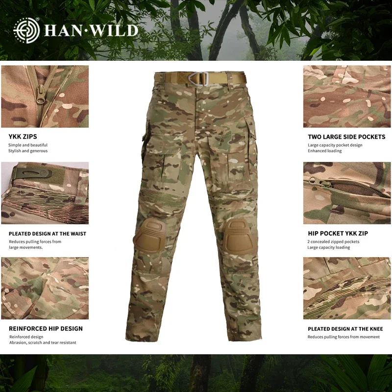 G3 Combat Pants Tactical Pants W/ Knee Pads CP Camo Trousers Airsoft Hunting Clothes Airsoft Pants Men Elasticity